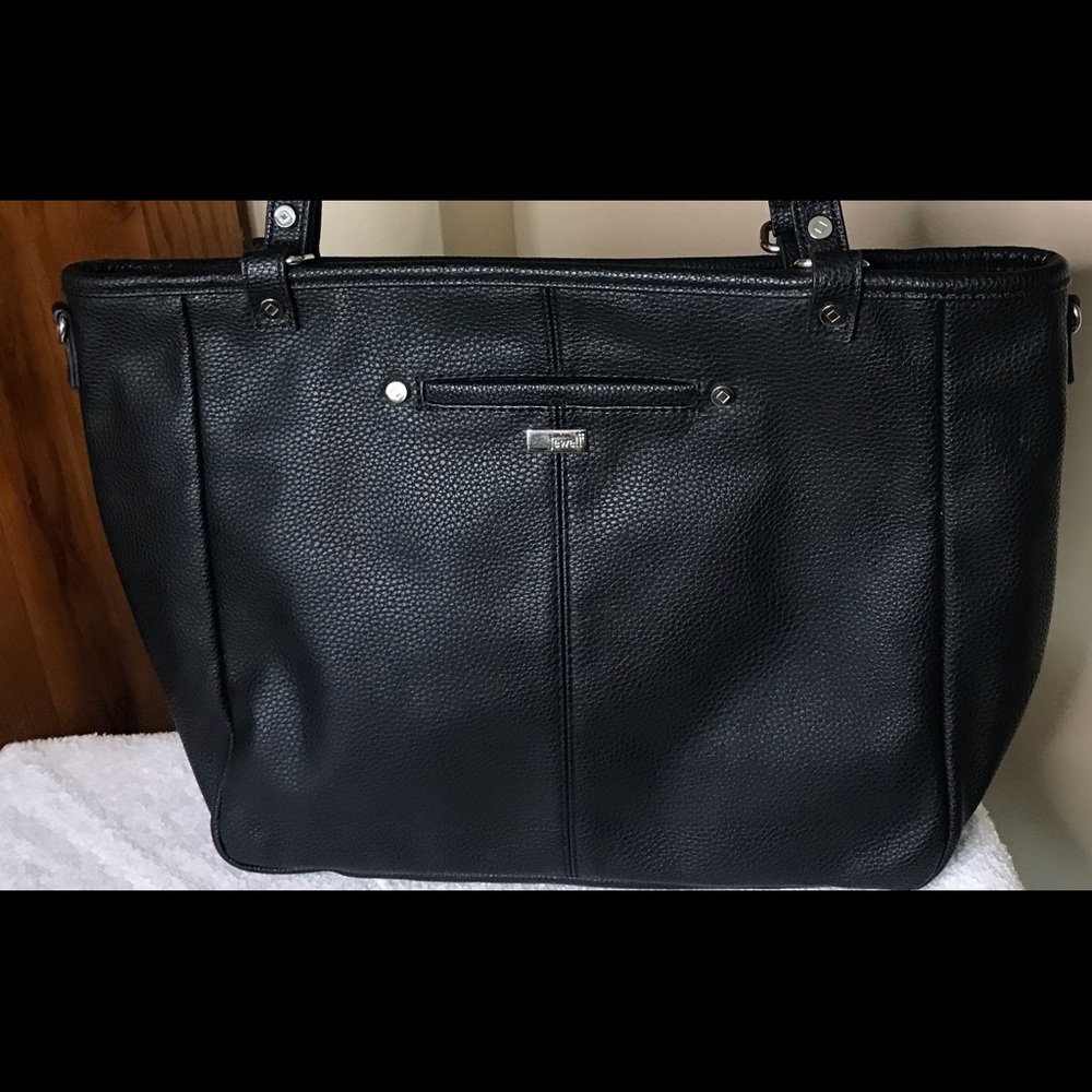 31 ThirtyOne Jewel Townsfair Black/Gray Snakeskin Reversible Purse Tote Handbag